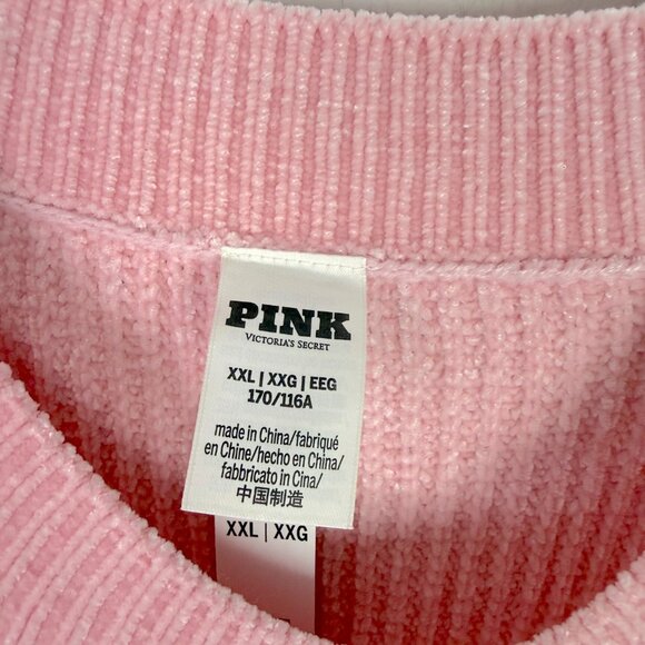 NWT PINK Victoria’s Secret Chenille Pullover Sweater Oversized Pink Size XXL NEW - Picture 7 of 13